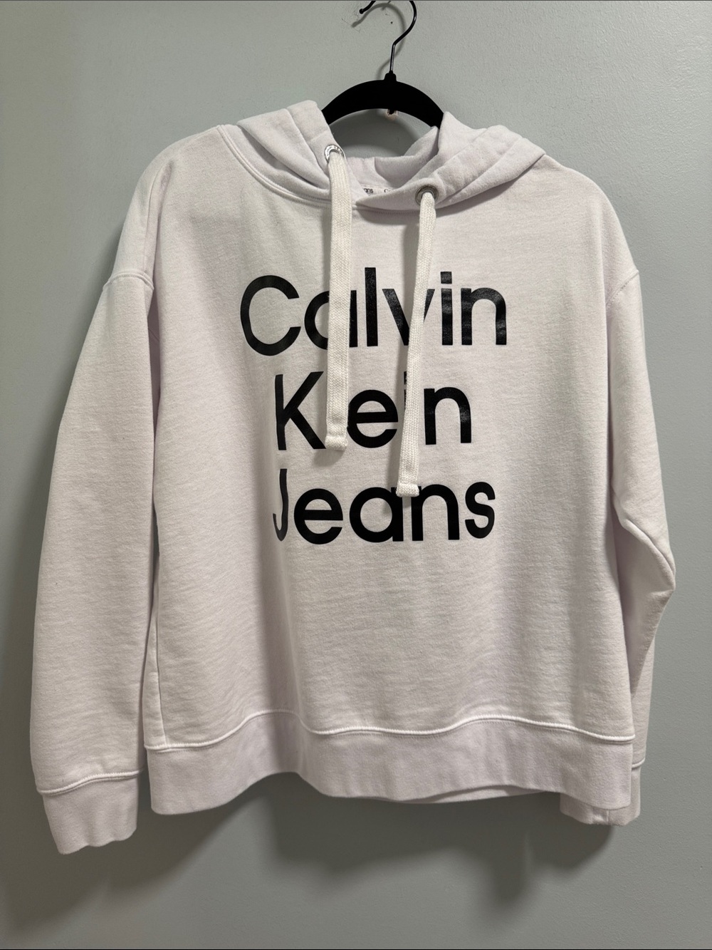 Calvin Klein White Crewneck Sweatshirt with Black Logo
